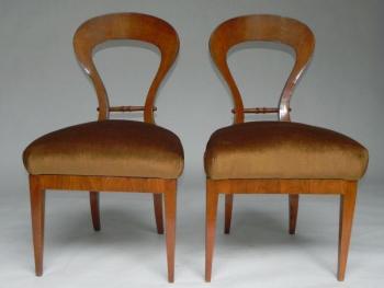 Pair of Chairs - solid wood, cherry veneer - Biedermeier - 1840