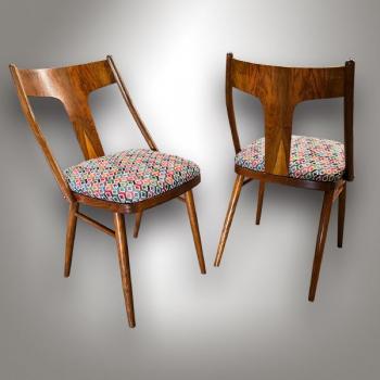 Pair of Chairs - solid beech, walnut veneer - 1960